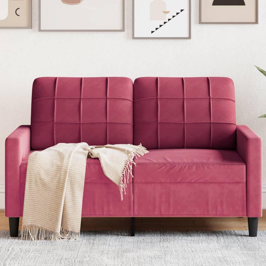 3-Personers Sofa Fløjl - 120 cm / Vinrød