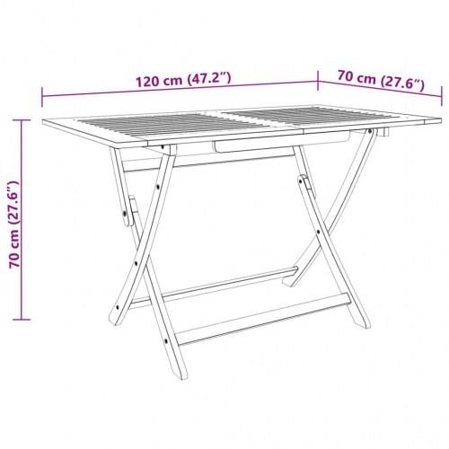 Foldbart havebord 120 x 70 x 75 cm i massivt eukalyptustræ