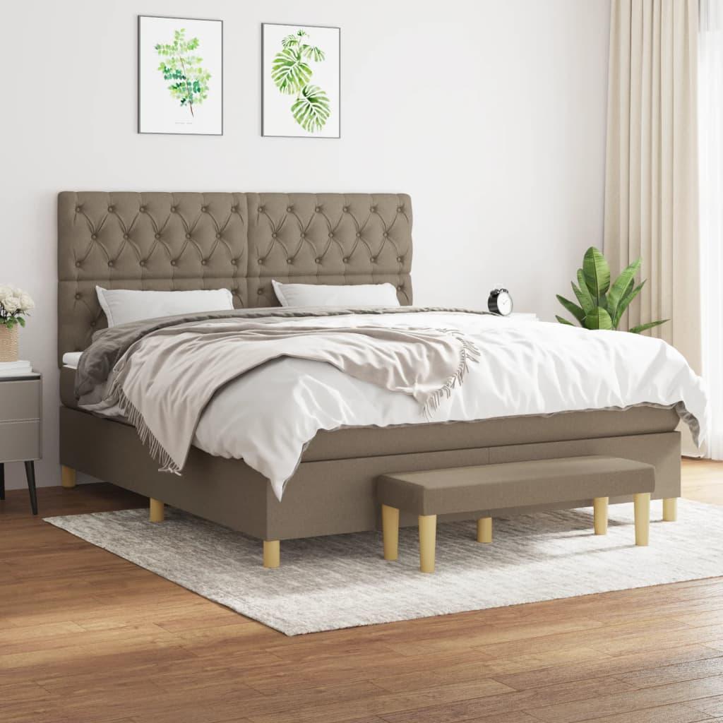 Kontinentalseng med madras 160×200 cm - stof, gråbrun