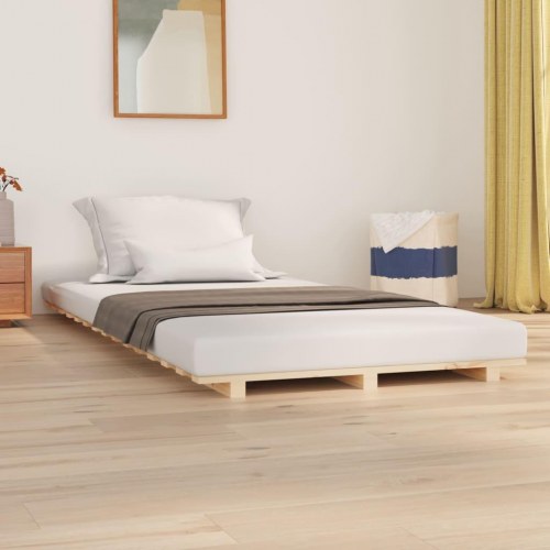 Sengestel 75 x 190 cm - massivt fyrretræ, sort