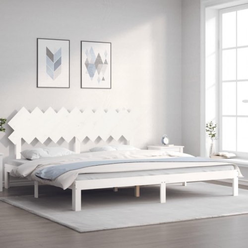 Sengeramme 200 x 200 cm i massivt fyrretræ - hvid