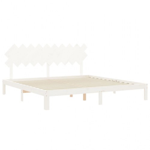 Sengeramme 200 x 200 cm i massivt fyrretræ - hvid