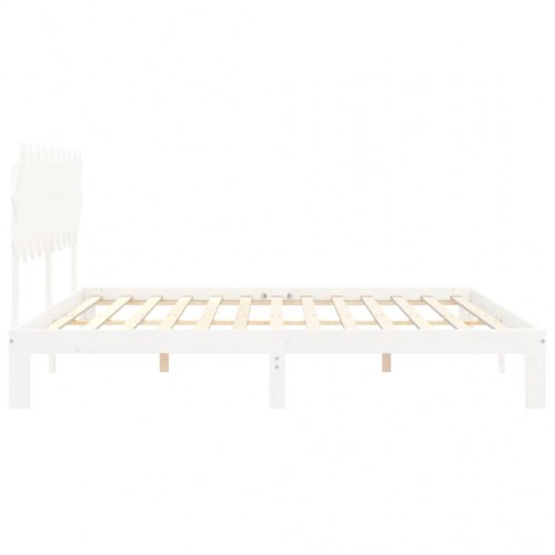 Sengeramme 200 x 200 cm i massivt fyrretræ - hvid