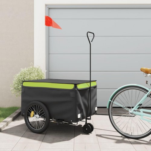 Cykelanhænger 45 kg - jern, sort/grøn