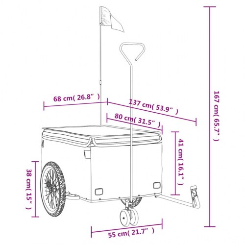Cykelanhænger 45 kg - jern, sort/grøn