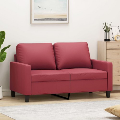 2-personers sofa i kunstlæder - 120 cm, vinrød