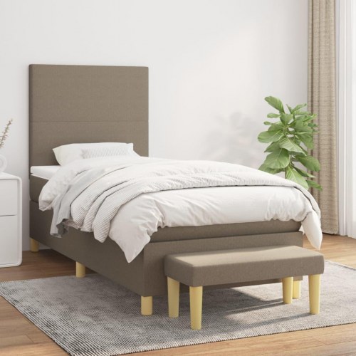 Kontinentalseng med madras 80×200 cm - stof, gråbrun