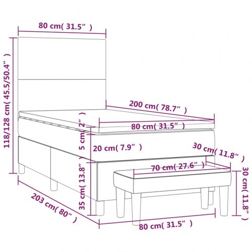 Kontinentalseng med madras 80×200 cm - stof, gråbrun