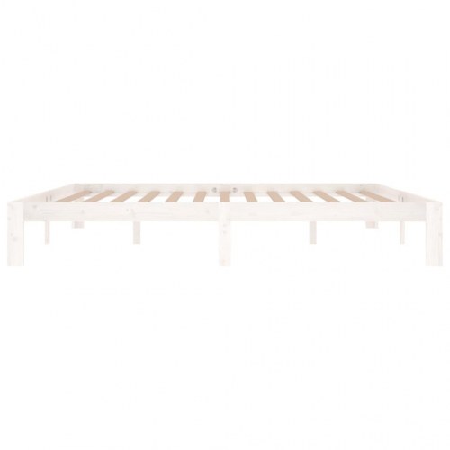Sengeramme 200 x 200 cm i massivt fyrretræ - hvid