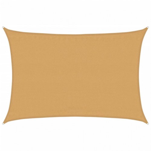 Solsejl rektangulært 3,5 × 4,5 m - HDPE 160 g/m², sandfarvet