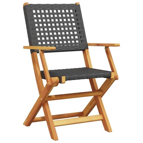 Havestole 2 stk. massivt akacietræ og polyrattan sort