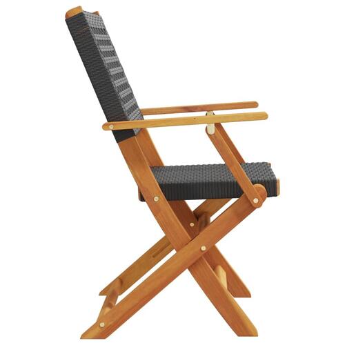 Havestole 2 stk. massivt akacietræ og polyrattan sort