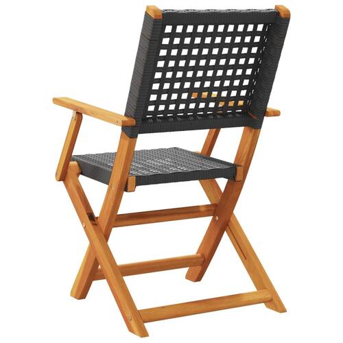 Havestole 2 stk. massivt akacietræ og polyrattan sort