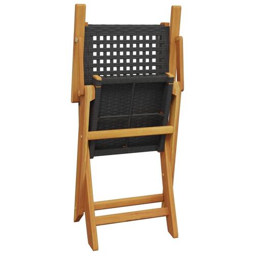 Havestole 2 stk. massivt akacietræ og polyrattan sort