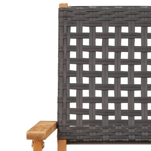 Havestole 2 stk. massivt akacietræ og polyrattan sort