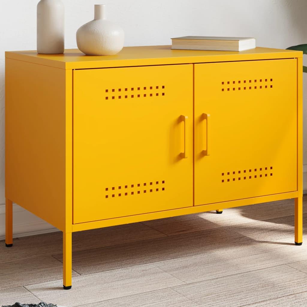 Tv-bord i stål 68 × 39 × 50,5 cm - sennepsgul