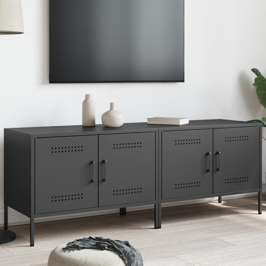 Tv Borde 2 Stk. 68x39x50 5 Cm Stål Sort