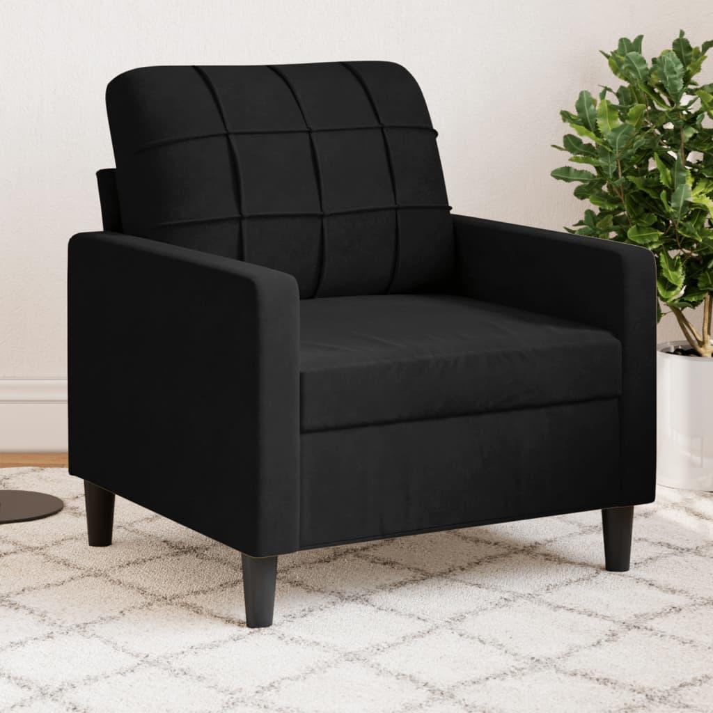 Lænestol 60 Cm Velour Sort