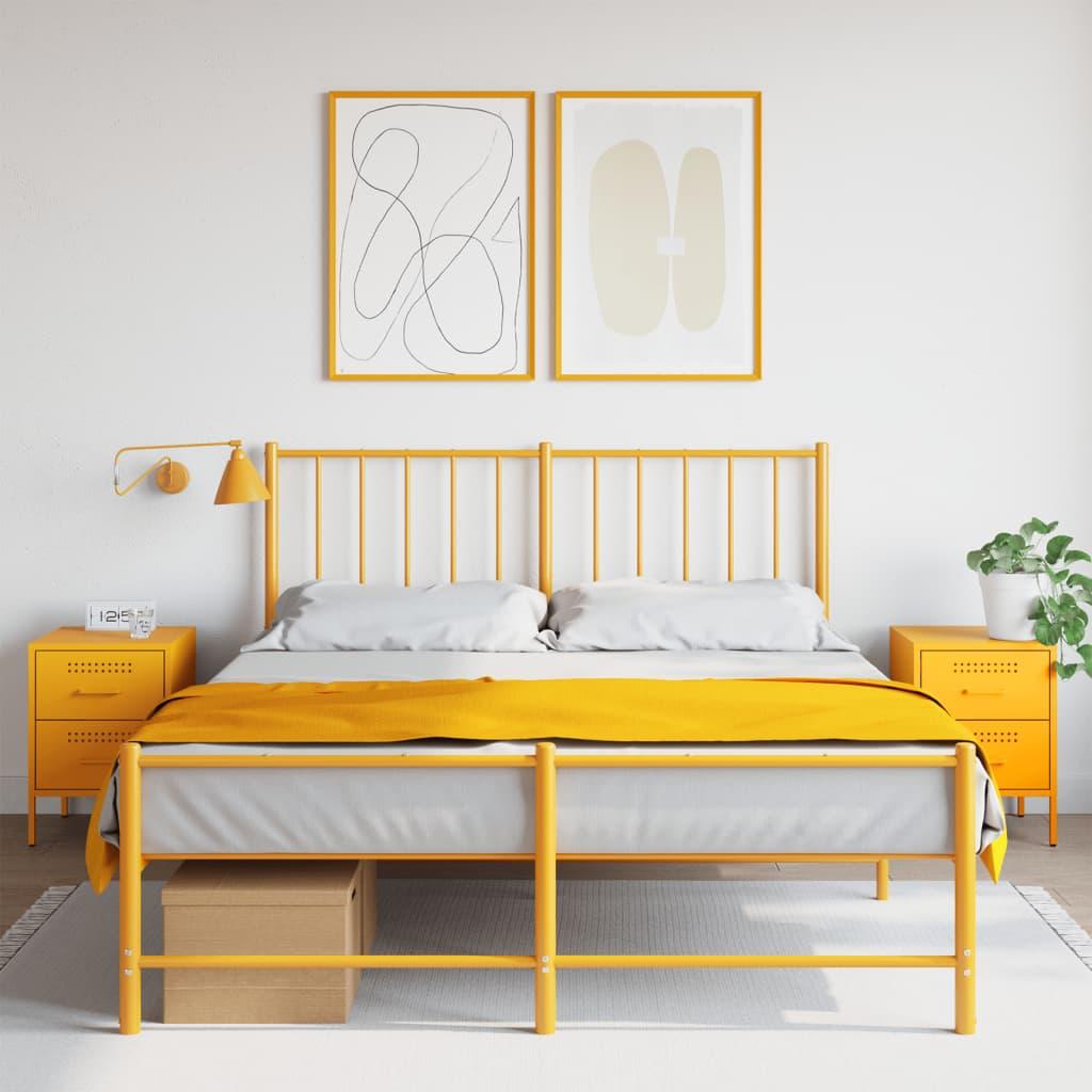 Sengeborde 2 stk. i stål - 36 × 39 × 50,5 cm - sennepsgul