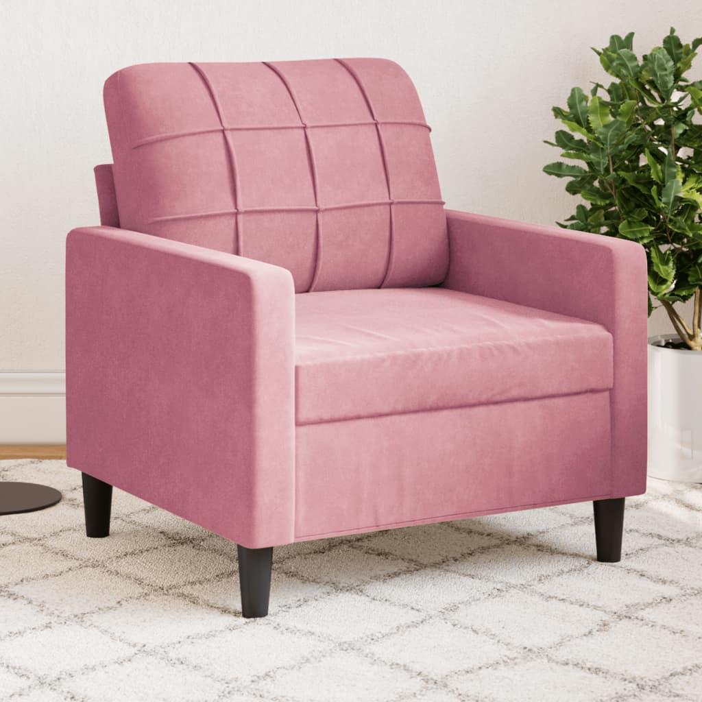 3-Personers Sofa Fløjl - 60 cm / Lyserød