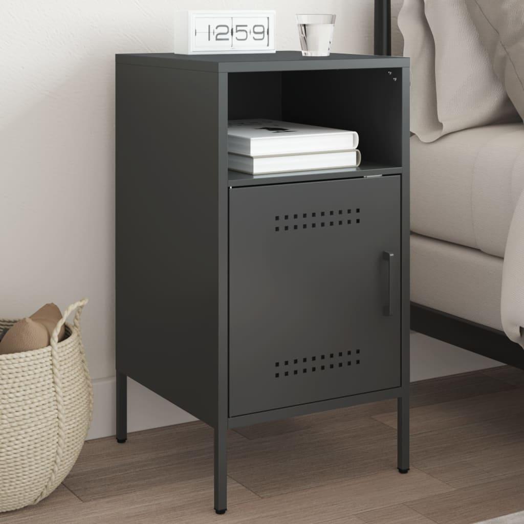 Sengebord i stål - 36 × 39 × 68 cm, sort, industrielt design