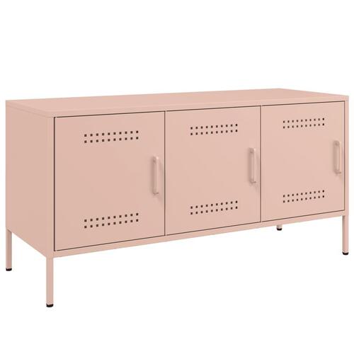 Tv-bord 100,5x39x50,5 cm stål lyserød