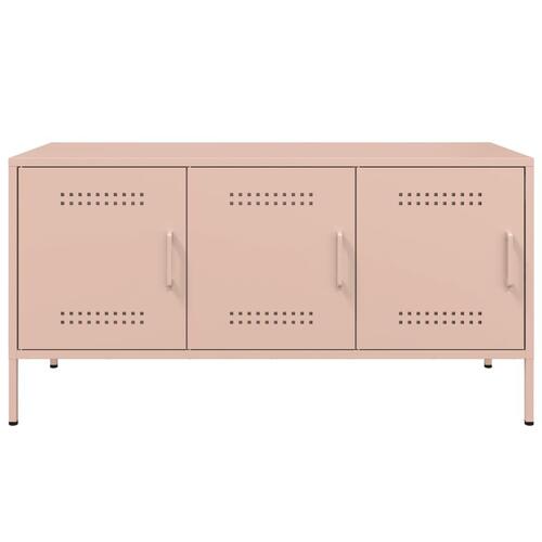 Tv-bord 100,5x39x50,5 cm stål lyserød
