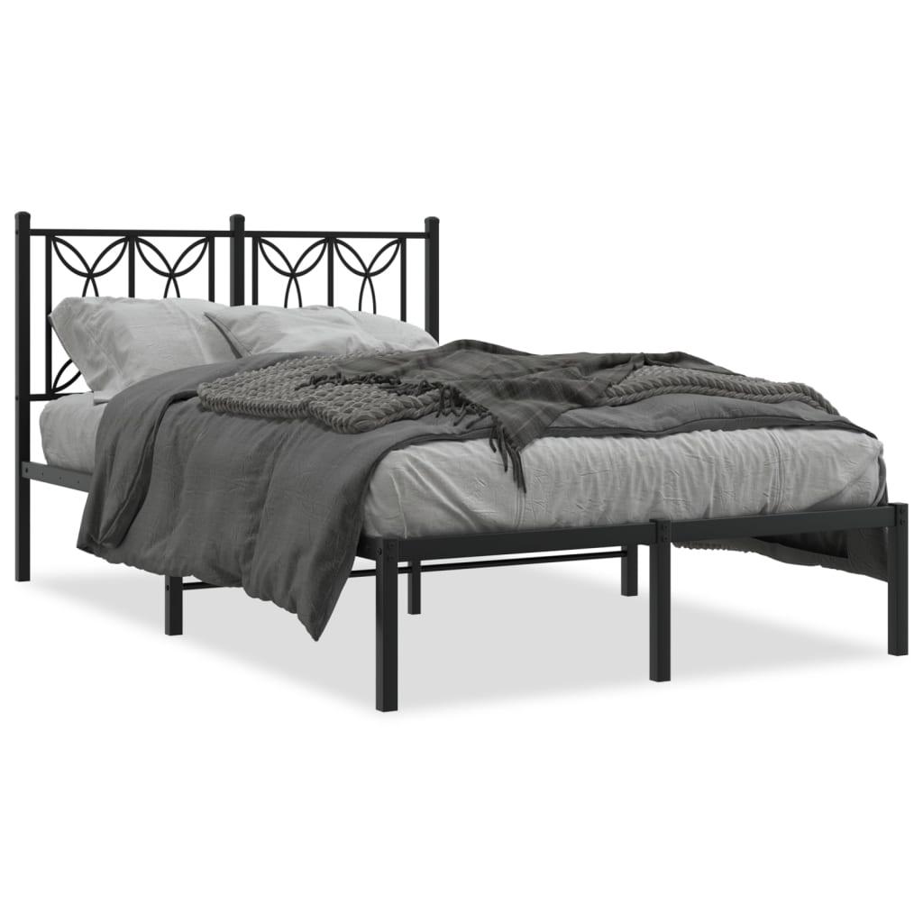 Sengeramme med sengegavl i metal - 120 x 190 cm, sort