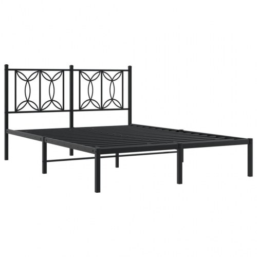 Sengeramme med sengegavl 135 x 190 cm - sort