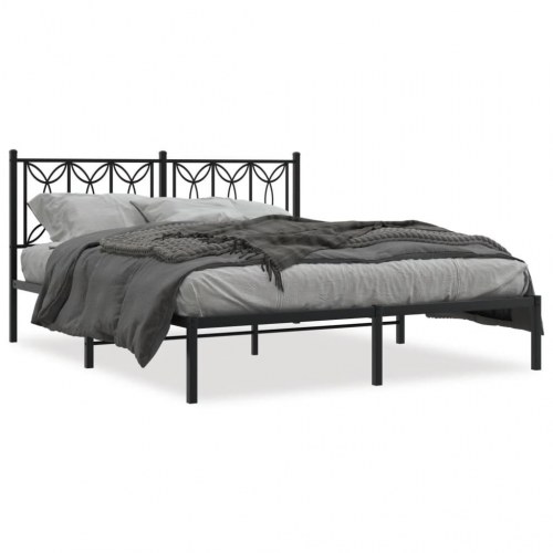 Sengeramme med sengegavl 160x200 cm metal sort