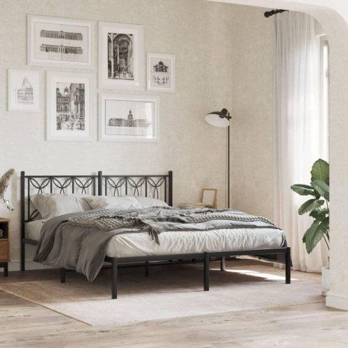 Sengeramme med sengegavl 160x200 cm metal sort