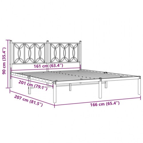 Sengeramme med sengegavl 160x200 cm metal sort