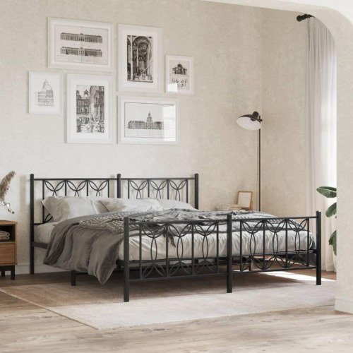Sengeramme uden madras med fodgærde 180x200 cm sort