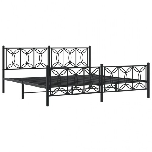Sengeramme med gavl og fodgærde i metal - sort, 193 x 203 cm
