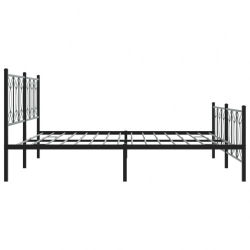 Sengeramme med gavl og fodgærde i metal - sort, 193 x 203 cm