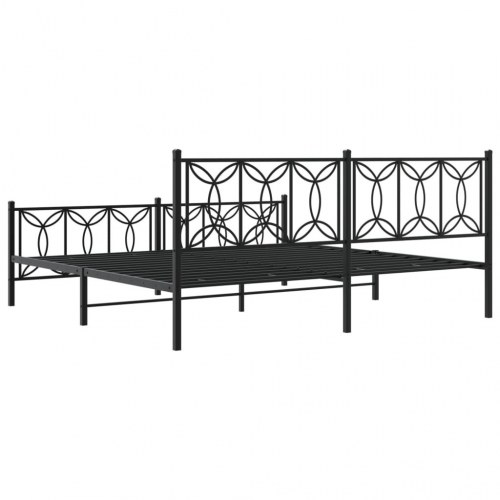 Sengeramme med gavl og fodgærde i metal - sort, 193 x 203 cm