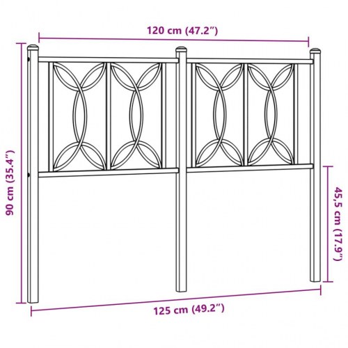 Sengegavl 120 cm metal sort