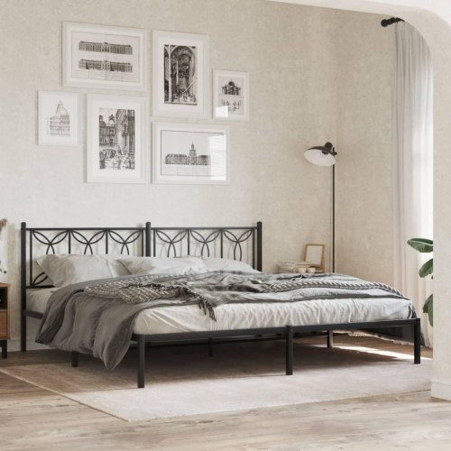 Sengegavl i stål 193 cm - sort
