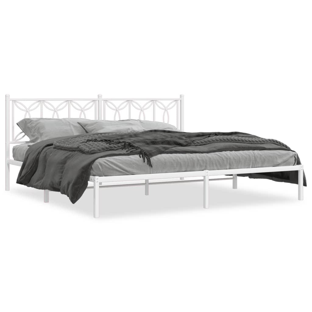 Sengeramme Med Sengegavl Metal - Hvid / med hovedgærde / 200 x 200 cm