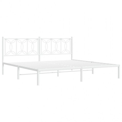 Sengeramme med sengegavl 200×200 cm - metal, hvid