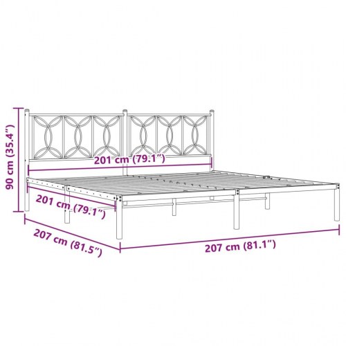 Sengeramme med sengegavl 200×200 cm - metal, hvid