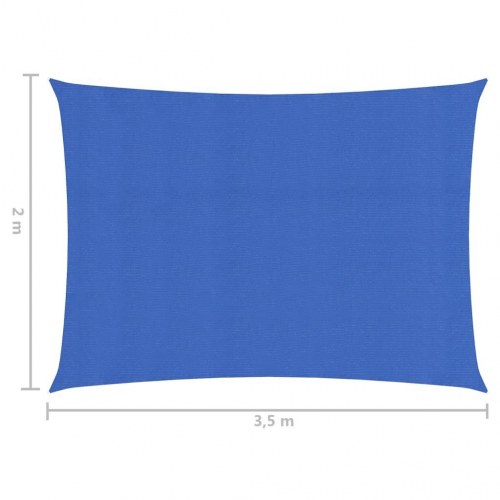 Solsejl 2 × 3,5 m i HDPE - blå, 160 g/m²