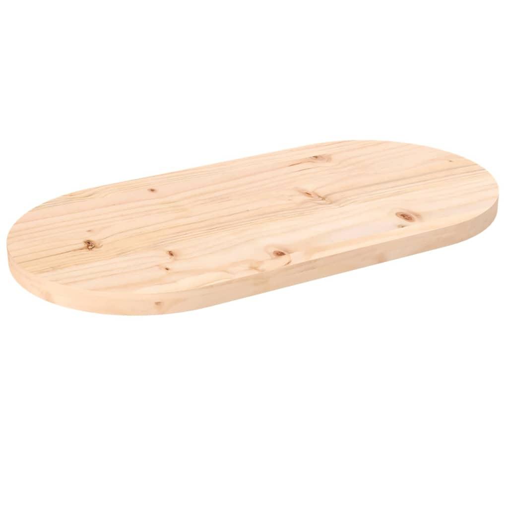 Bordplade 60X30X2,5 Cm Oval Massivt Fyrretræ - Naturfarvet / 80 x 40 x 2.5 cm
