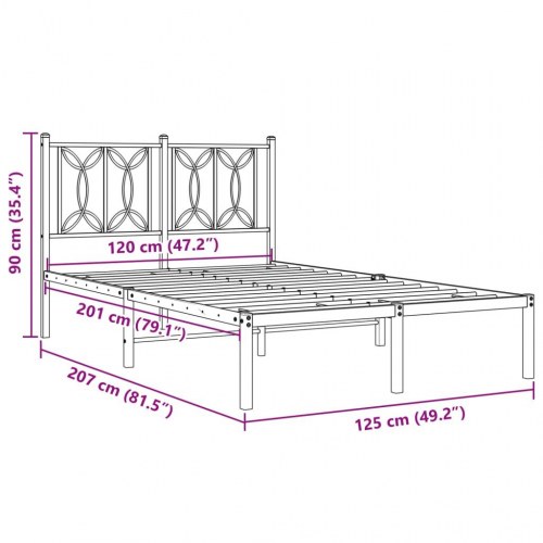 Sengeramme med sengegavl 120x200 cm metal sort