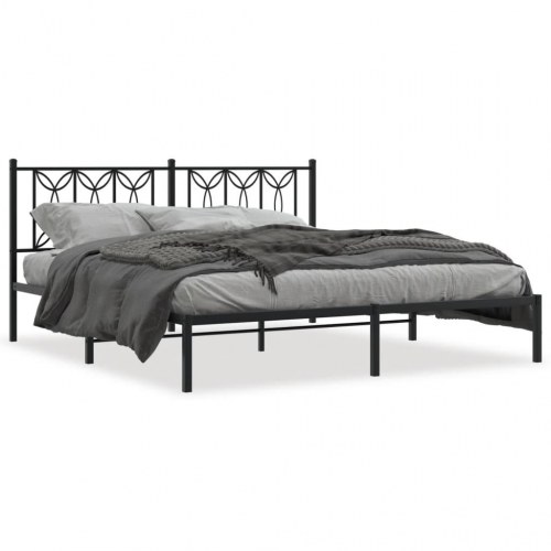 Sengeramme med sengegavl 180×200 cm - metal, sort