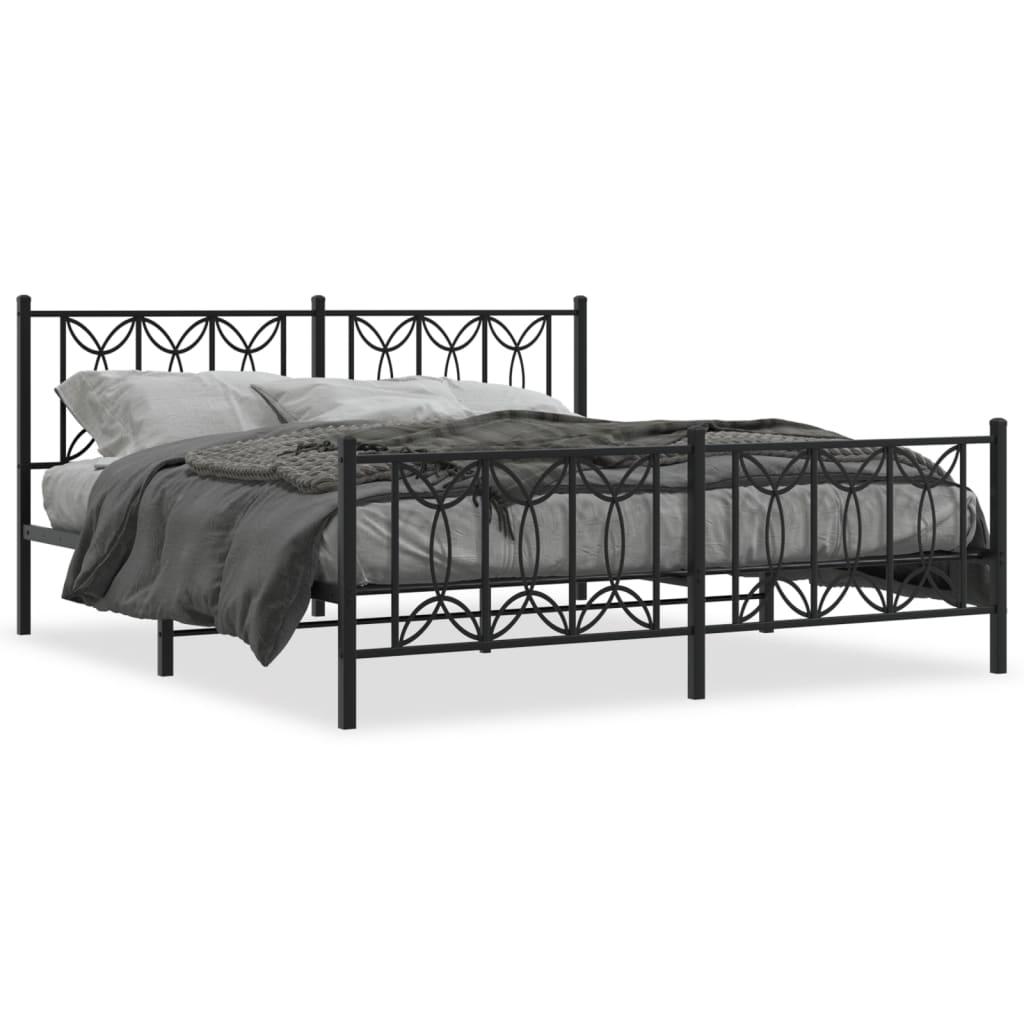Sengeramme med gavl og fodgærde 183×213 cm - metal, sort