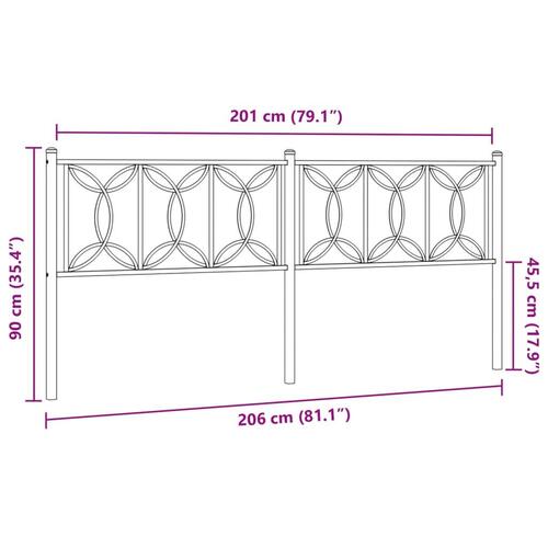 Sengegavl 200 cm metal sort