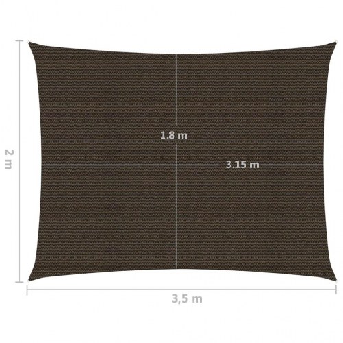 Solsejl 2 × 3,5 m i HDPE - brun, rektangulær