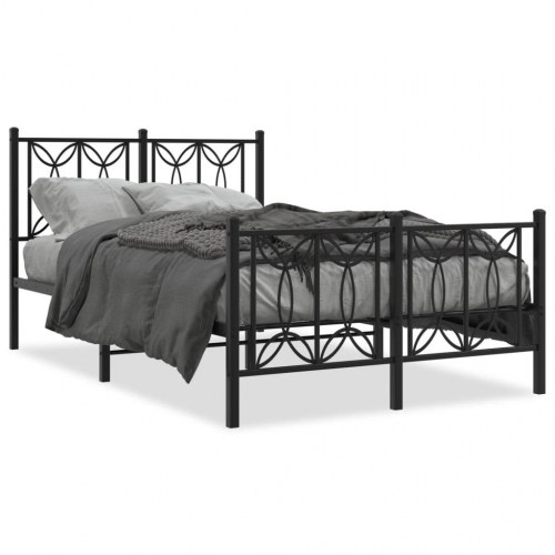 Sengeramme med sengegavl og fodgærde 120×190 cm - metal, sort