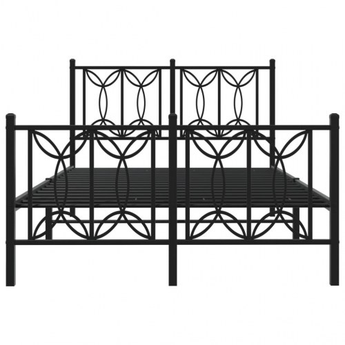 Sengeramme med sengegavl og fodgærde 120×190 cm - metal, sort